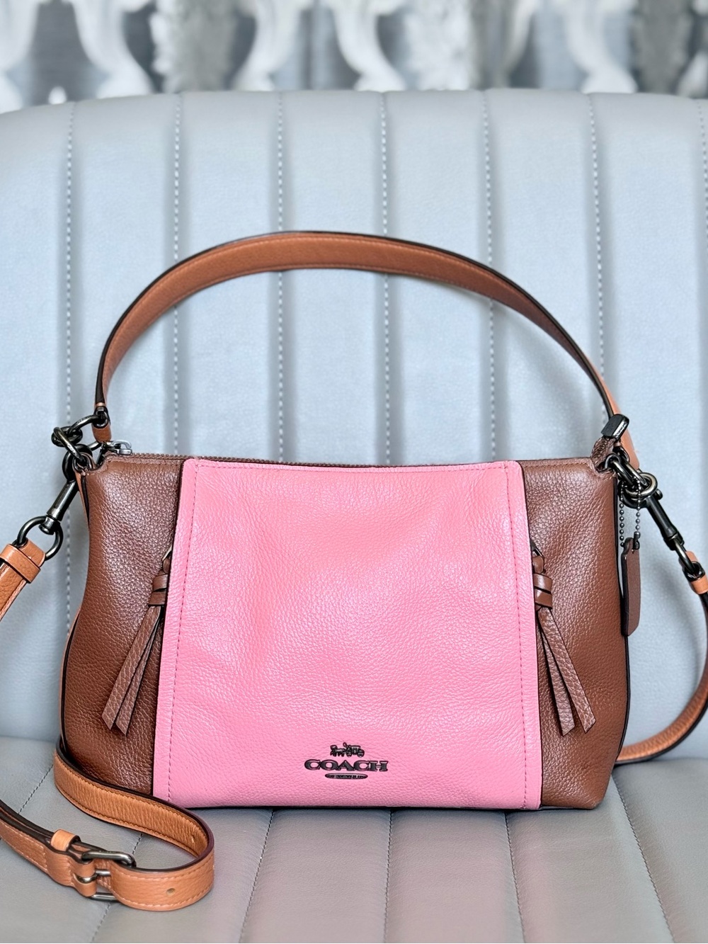 Coach NWOT Marlon Convertible Shoulder Crossbody Bag Colorblock Pink